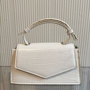 ZARA Elegant White Croc-Embossed Handbag